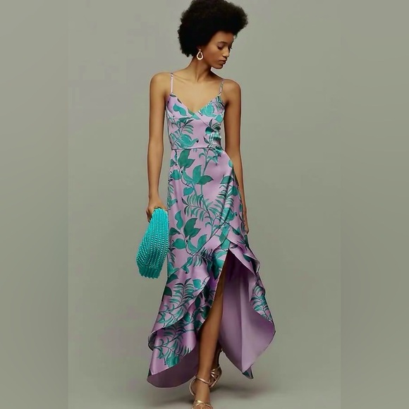 Hutch Dresses & Skirts - Hutch Angel Tropical Print Satin High-Low Dress